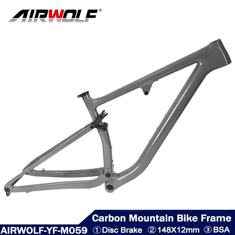 AIRWOLF 산악 탄소 산악 자전거 프레임, 쓰루 액슬 29er BSA 디스크 브레이크, T1100, 12X148